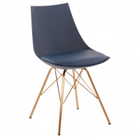 OSP Home Furnishings AKY-U5 Oakley Chair in Navy Faux Leather with Gold Chrome Base